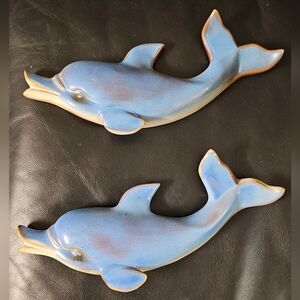 Blue Dolphin Ceramic Wall Decor Set Of Two Preloved